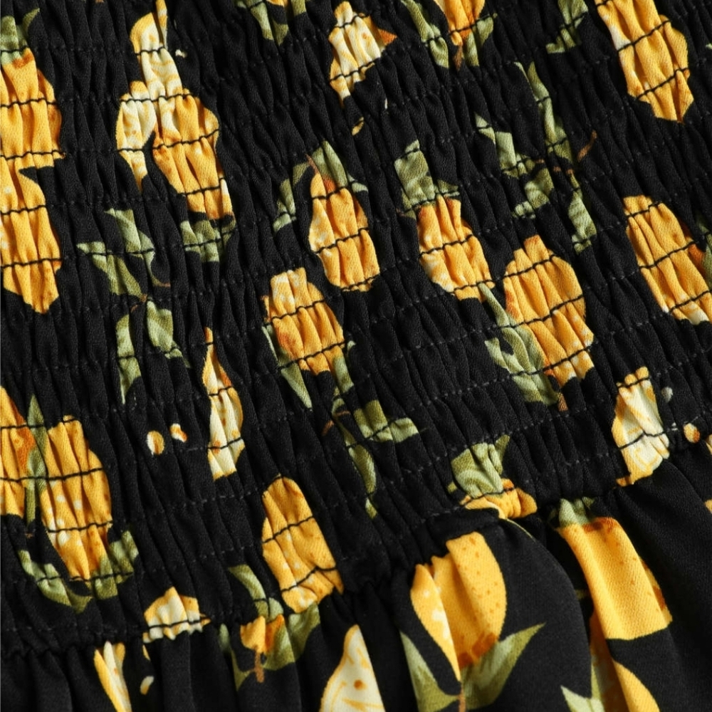 SHEIN Black and Yellow Floral Dress - Picture 3 of 8